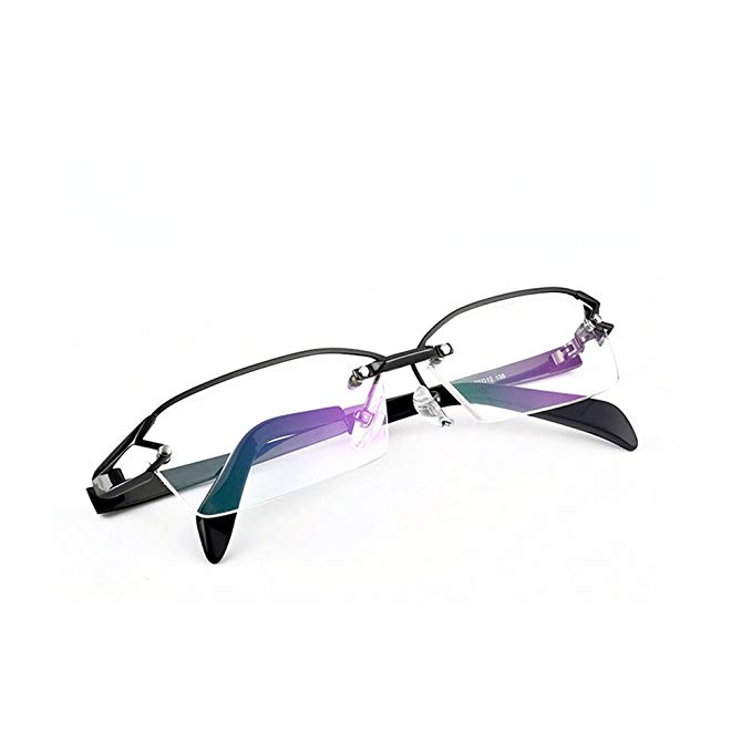 MICNL/Titanium Semi-rimless Eyeglasses Business Optical Geometric Frame Clear Lens