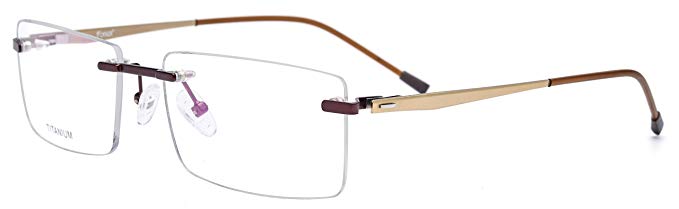 FONEX Titanium Alloy Rimless Square Glasses Frame Prescription Eyeglasses 8828