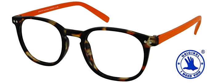 Reading Glasses Havana Orange Prescription Junior Select Eyewear For Men & Women With Spring Hinge And Plastic - +1.0 Power/Strength