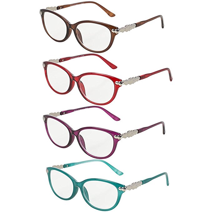 Pack of 4 Women's Reading Glasses - Stylish, Comfortable Ladies' Readers