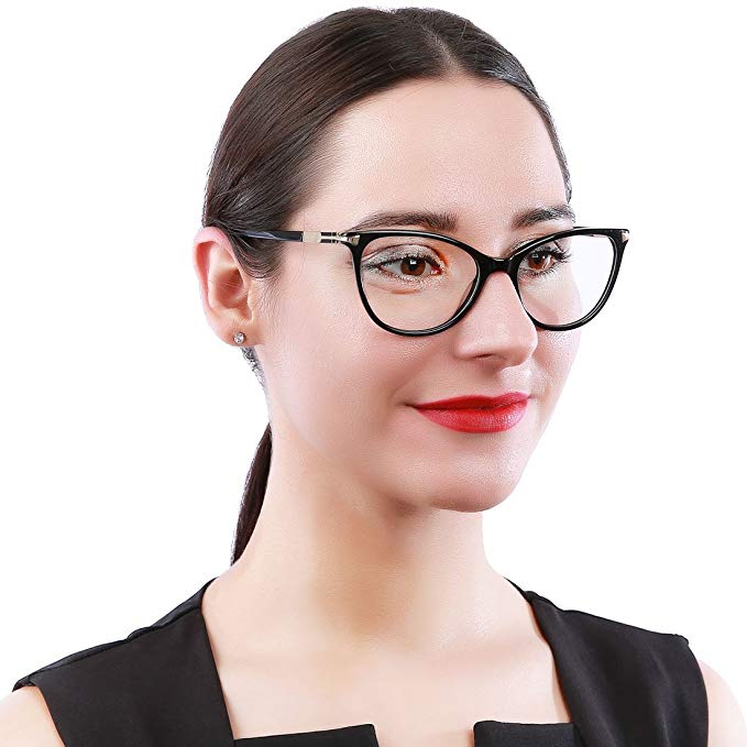 Non Prescription Glasses Eyeglass Frames for Women, Cat Eye Glasses Frames with Clear Lens, Designer Handmade.