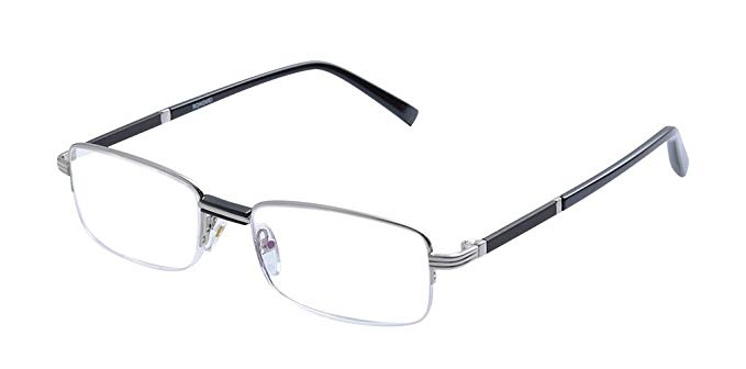 De Ding Elegant Men Smooth Lines Metal Semi-rim Square Reading Glasses