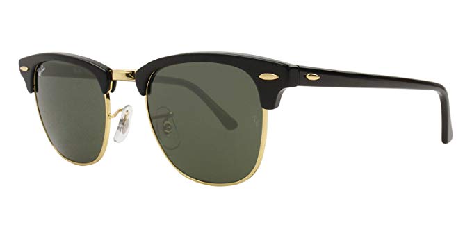 Ray-Ban RB3016 Clubmaster Sunglasses Black Gold w/Gray Green Lens W0365 RB 3016