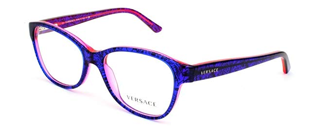 Versace Eyeglasses VE 3188 Eyeglasses 5090 Baroque blue texture with fuxia 52mm