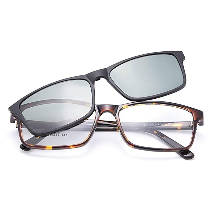 Gmei Optical-1607 Eyeglasses Frame with Clip-on Polarized Lenses