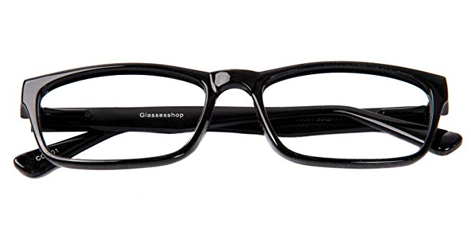 Glassesshop Classic Vintage Inspired Rectangular Clear Lens Prescription Eyeglasses Frame-Black