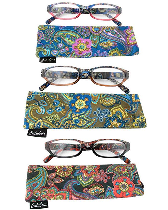 Calabria 4377 Reading Glasses w/ Floral Designs & Matching Case