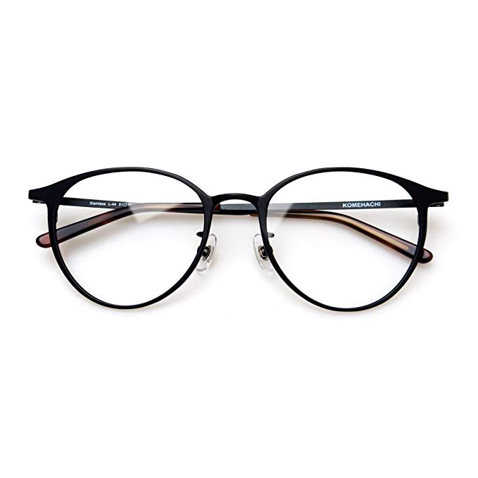 Komehachi - Ultra Light Slim Round Metal RX-Ready Clear Lens Eyeglasses Frame