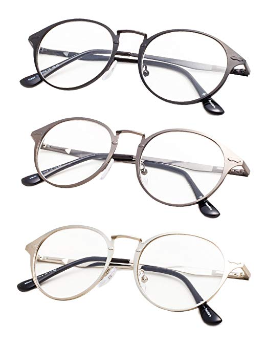 3-Pack Retro Round Reading glasses with Spring Hinges