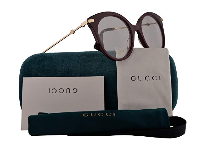 Gucci GG0109O Eyeglasses 50-19-140 Burgundy Gold w/Demo Clear Lens 006 GG 0109O