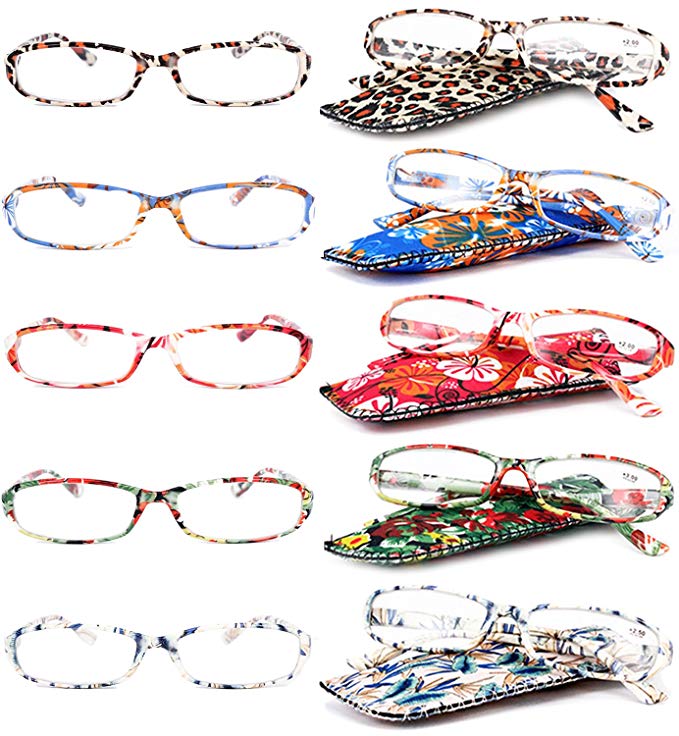 VEVESMUNDO Reading Glasses Women Ladies Floral Eyeglasses With Soft case