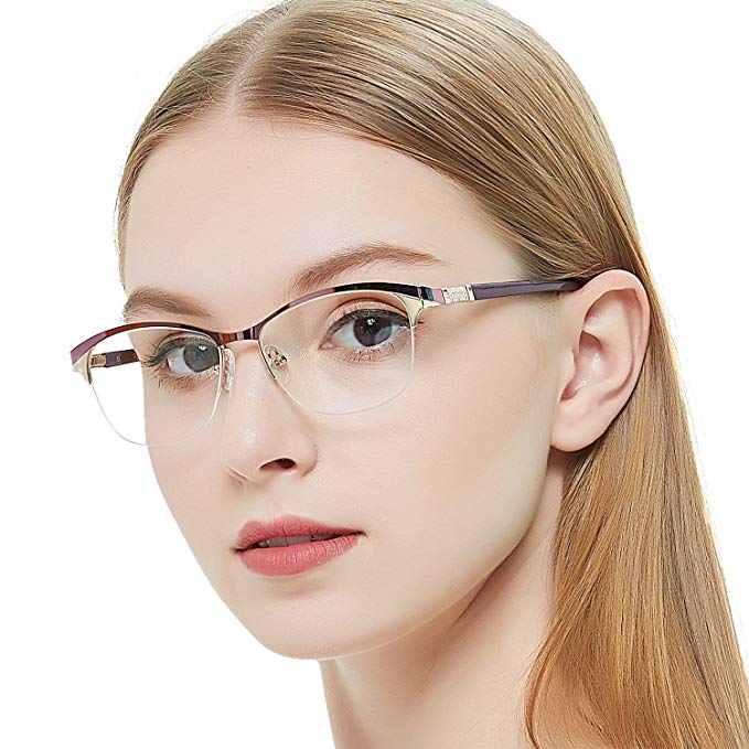 OCCI CHIARI Women Shining Rectangular Metal Optical Eyewear Frame With Clear Lenses