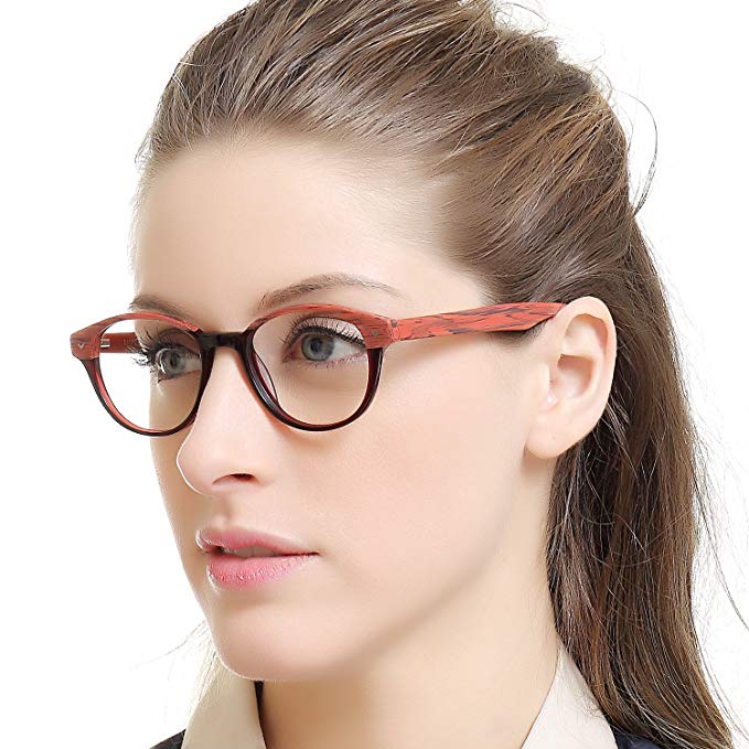 Fashion Couple Eyewear Frame Square Imitation Wood Grain Non-prescription Optical Eyeglasses