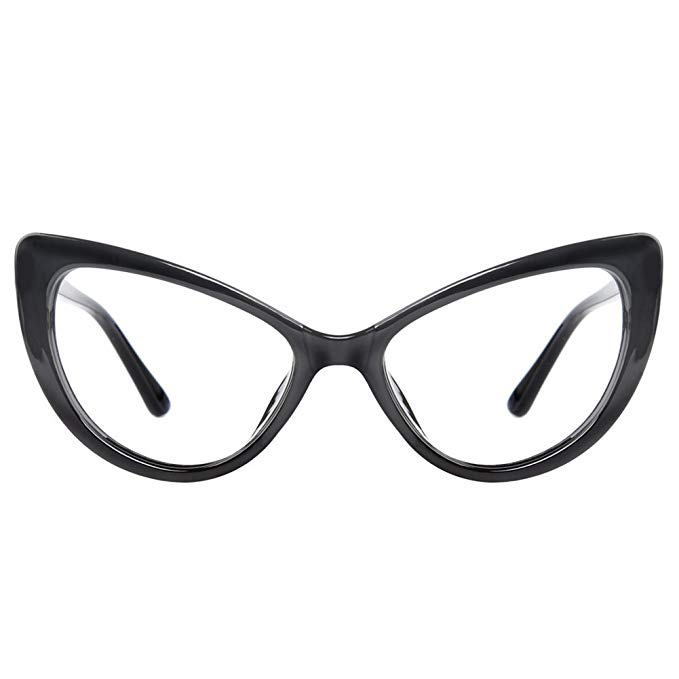 GLASSESLIT Women's Super Trendy Fashion High Pointed Cat Eye Clear Lens Eyeglasses