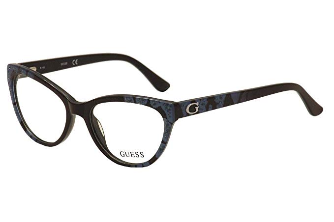 Guess Eyeglasses GU2554 GU/2554 005 Black/Bright Blue Cat Eye Optical Frame 52mm