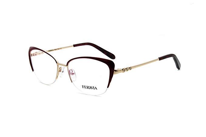 Women eyewear frames design temple Metal Half Frame RX-Able Eyeglasses