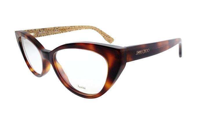 New Jimmy Choo JC 149 Q9W Havana Beige Glitter Frame Cat Eye Eyeglasses 53