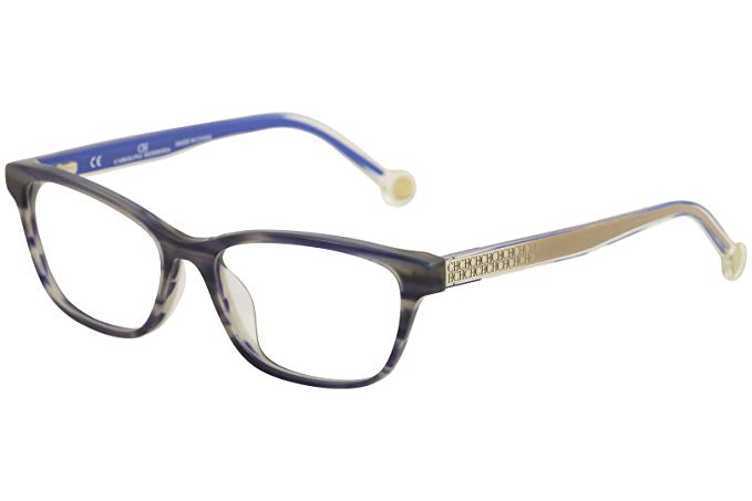 Carolina Herrera Designer Eyeglasses VHE725K-OWTC in Blue-Horn 50mm DEMO LENS