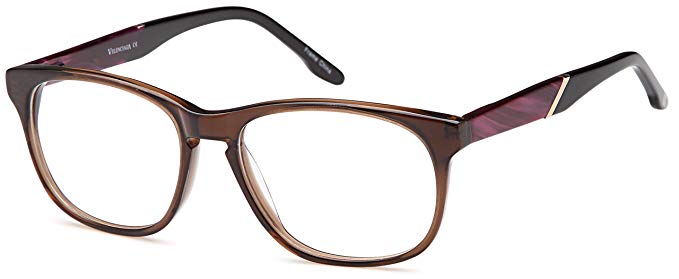 DALIX Womens Elegance Prescription Eyeglasses Frames 52-16-140 (Black, Brown)