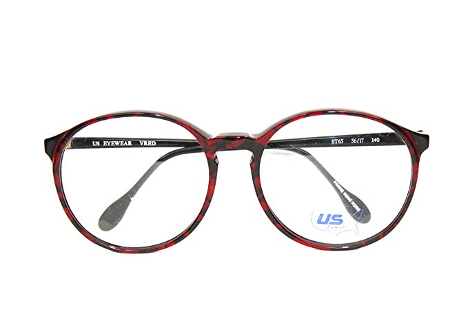 80s Frames Glasses - Hipster Round Big Red Tortoise Eyeglasses 56mm Nerd Geek Eyewear